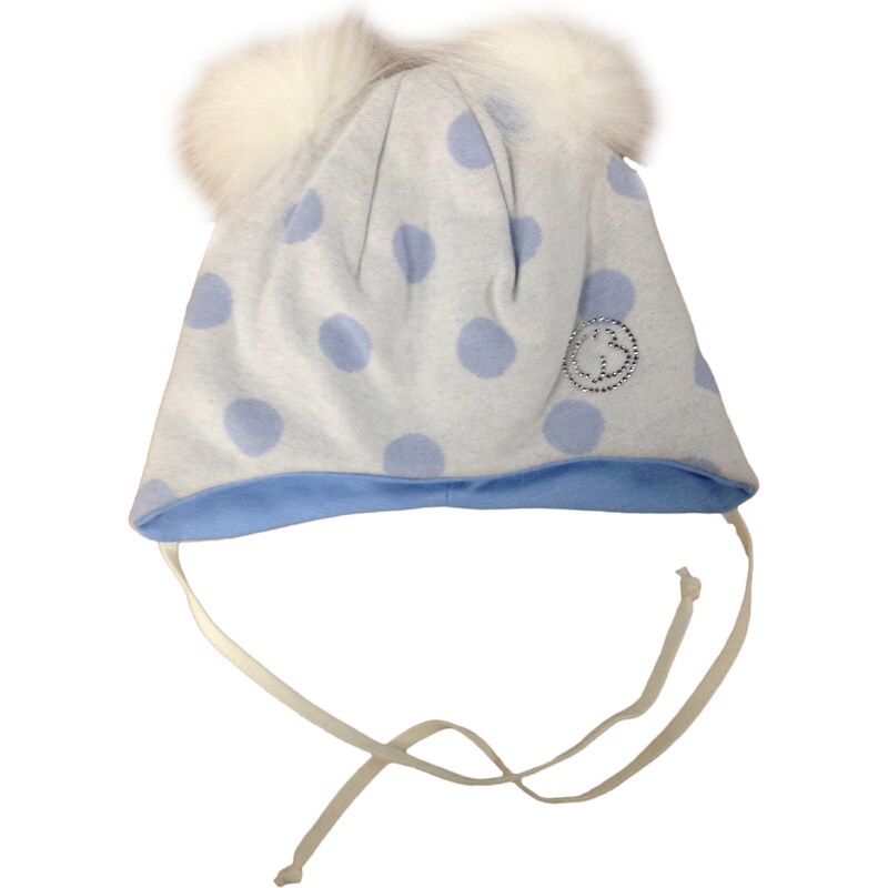 Broel Dívčí puntíkovaná čepice Kitti - bílo-modrá