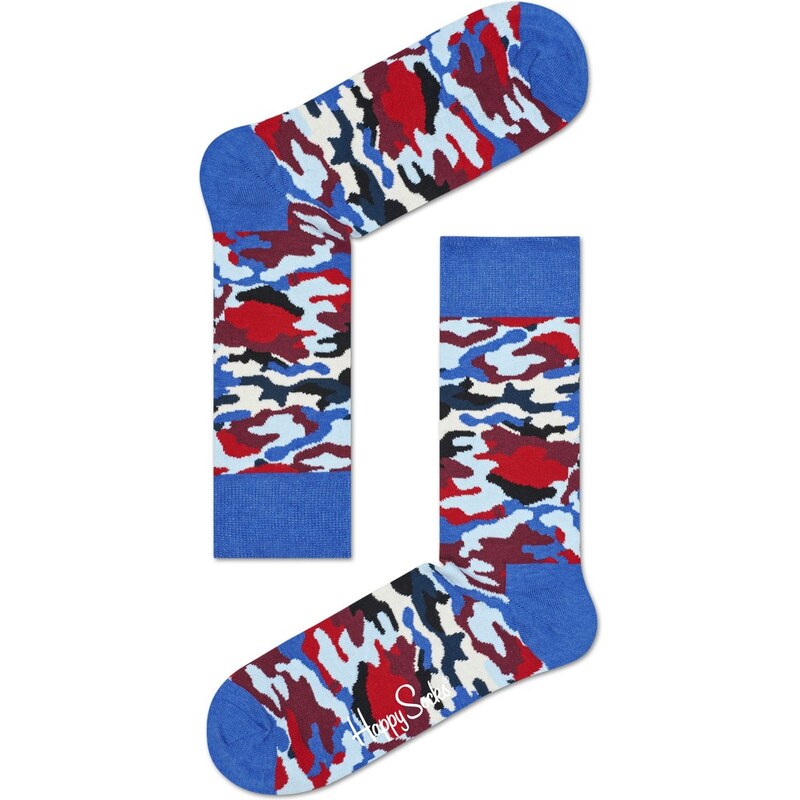 Happy Socks maskáčové pánské ponožky Bark Red/Blue - 41-46