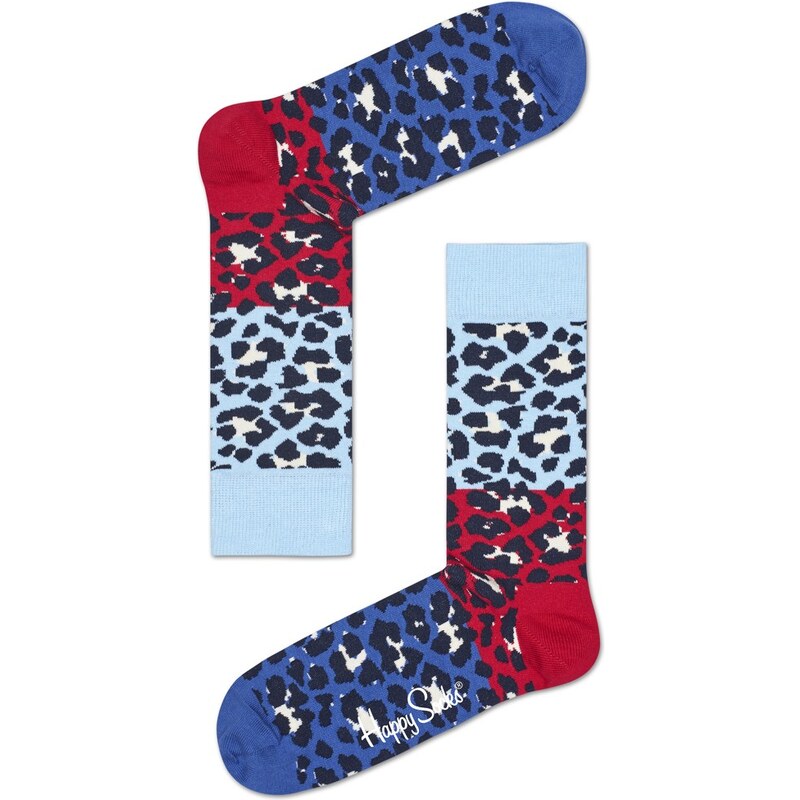 Happy Socks modro-červené pánské ponožky Leopard