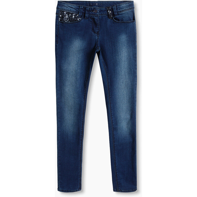 Esprit Strečové denimové džíny s pajetkami