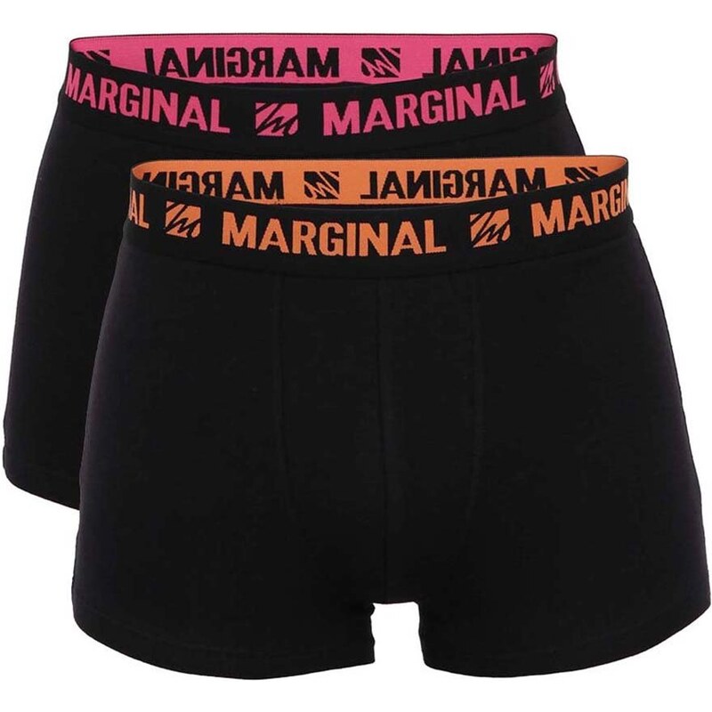 Sada dvou boxerek v černé barvě s oranžovým a růžovým nápisem Marginal