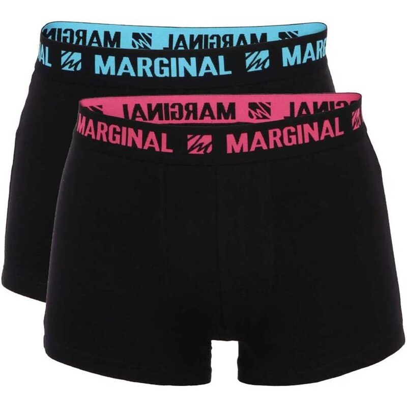 Sada dvou boxerek v černé barvě s růžovým a modrým nápisem Marginal