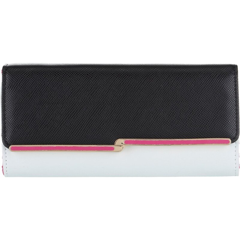 Bílo-černá koženková peněženka s růžovou sponou Dorothy Perkins