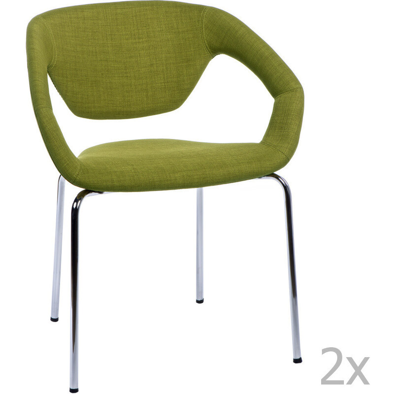 Sada 2 zelených čalouněných židlí D2 Space
