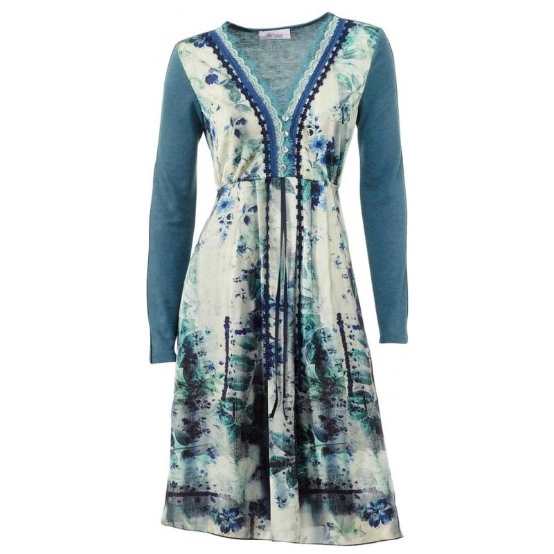 Linea Tesini Designer dress, petrol-multicolour