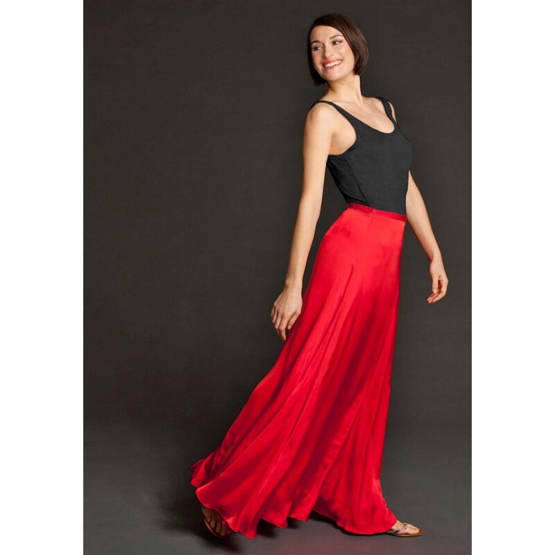 Laura Scott Maxi-satin skirt, coral