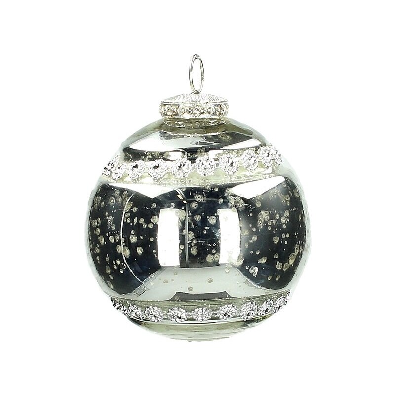KERSTEN - Vánoční ozdoba - koule, skleněná , stříbrná, 10.5cm (MAS-2262)