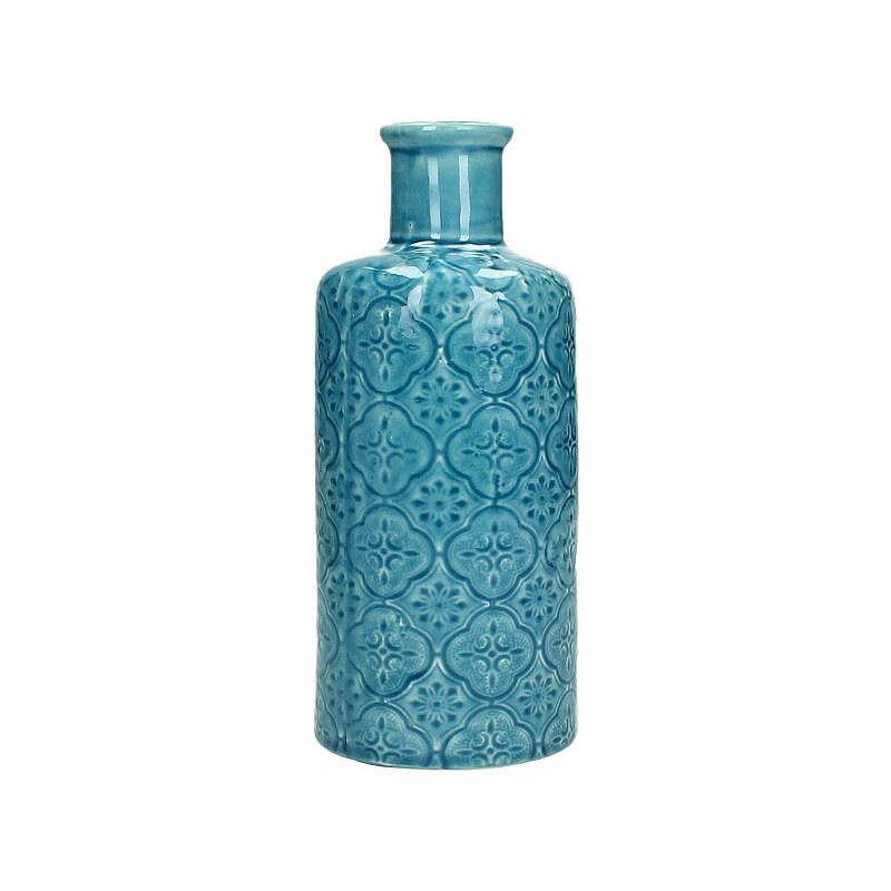 KERSTEN - Kameninová váza, modrá, 8,2x8,2x19cm - (WER-2274)