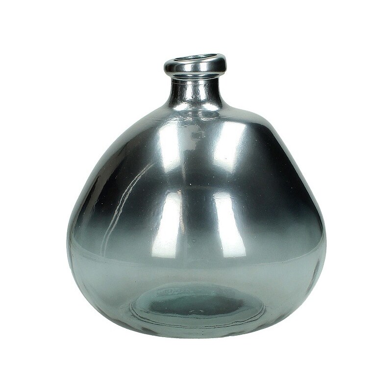 KERSTEN - Váza z recyklovaného skla, stříbrná 21x21x23cm - (WER-2495)