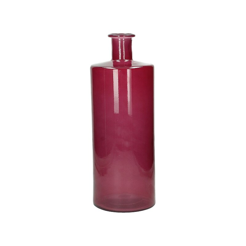 KERSTEN - Váza z recyklovaného skla, růžová 15x15x40cm - (LEV-9341)