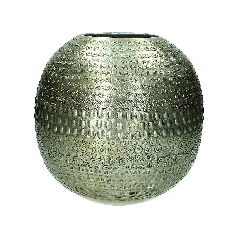 KERSTEN - Váza etnik.,hliníková, tm.stříbrná 25x25x25cm - (LEV-3602)