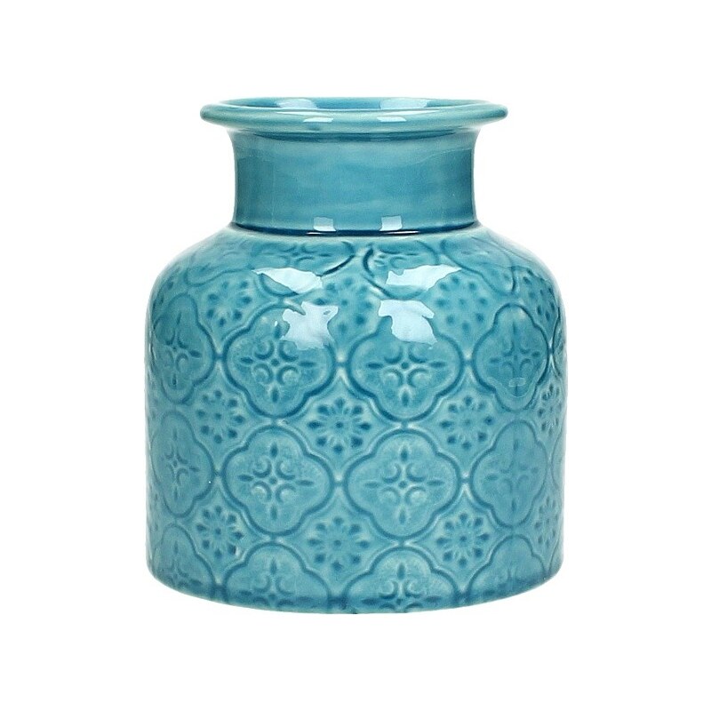 KERSTEN - Kameninová váza, modrá, 11,3x11,3x12,3cm - (WER-2277)