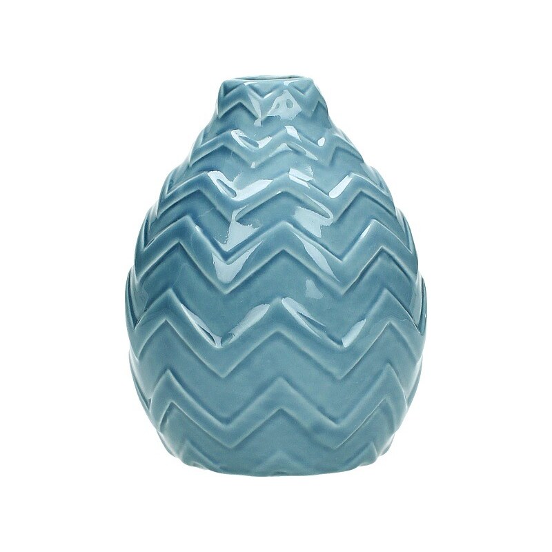 KERSTEN - Váza keramická, modrá, 10x10x12.3cm - (WER-0090)