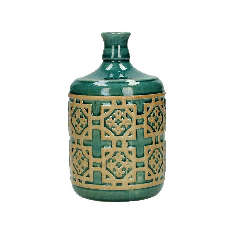 KERSTEN - Keramická váza, petrolejová, 10.5x10.5x17.5cm - (WER-1286)