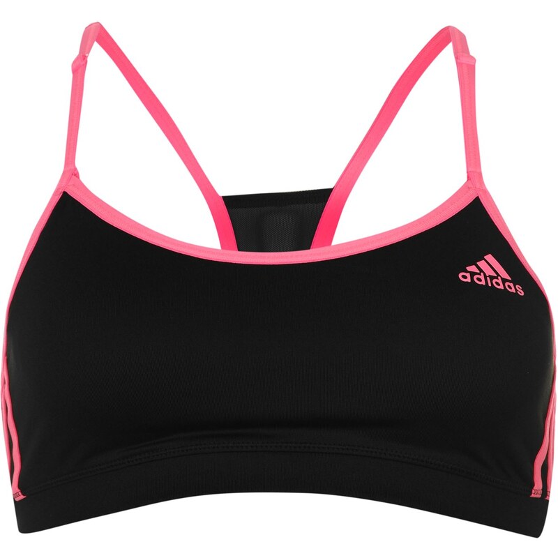 Adidas Three Stripe Strappy Bra Womens, black/solarpink