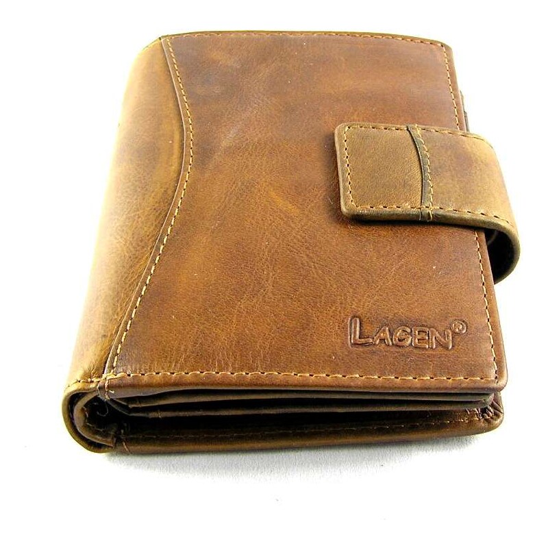 Prostorná kožená peněženka Lagen - hnědá