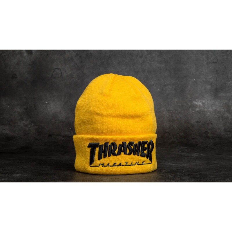 Thrasher Embroidered Logo Beanie Yellow/ Black