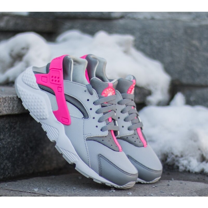 Nike Huarache Run (GS) Wolf Grey/White-Cool Grey-Hyper Pink