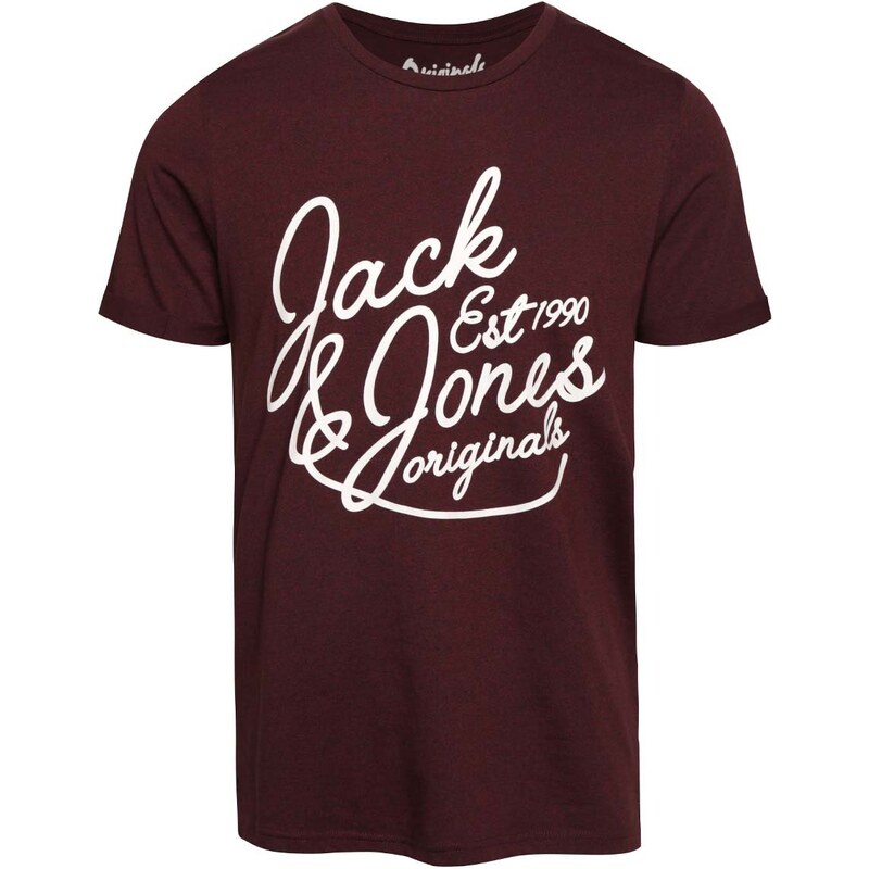 Vínové triko s potiskem Jack & Jones Grindle