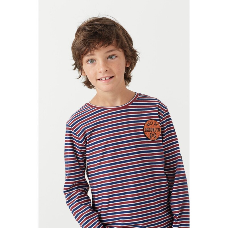 Mango Kids - Dětské tričko s dlouhým rukávem Rayas 104-164 cm