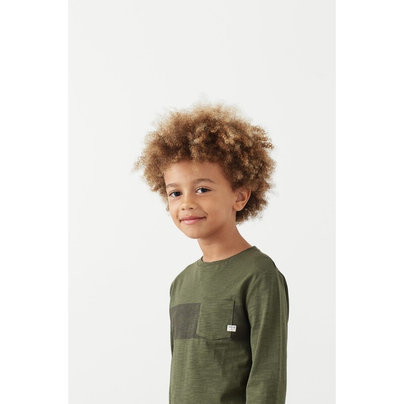 Mango Kids - Dětské tričko s dlouhým rukávem Block 104-164 cm