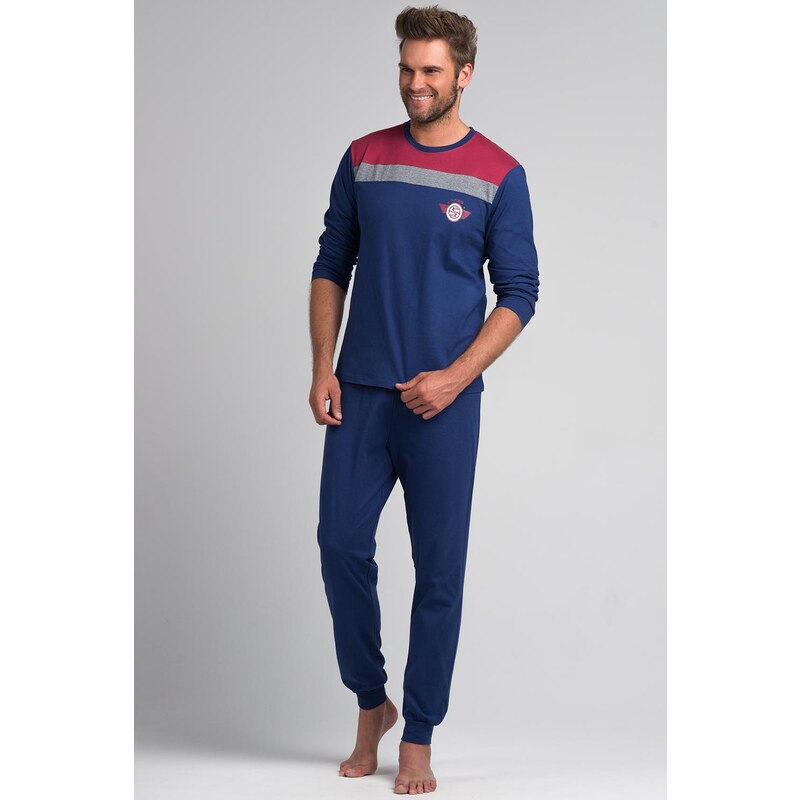 Pánské pyžamo Rossli SAM-PY 071, XL tm.modrá/červená