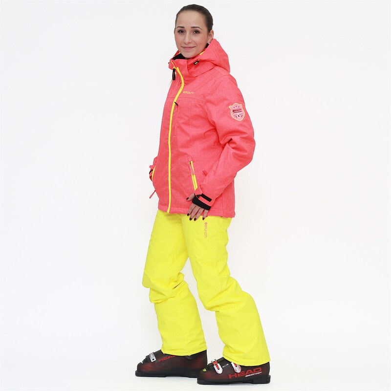 Brunotti Dámský lyžařský komplet - bunda Jirata Shine a kalhoty Luciany Neon Yellow - Oranžová