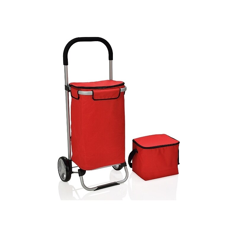 Andrea house - Skládací nákupní vozík s chladící taškou, červený, 27x34x97cm (CC64033)