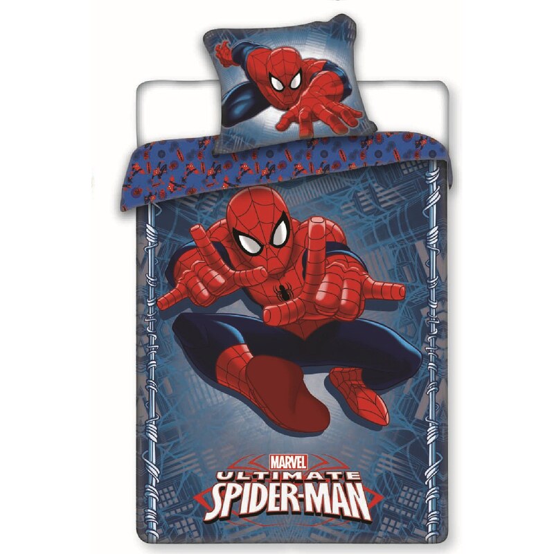 Jerry Fabrics Dětské oboustranné povlečení Spiderman, 140x200 cm/70x90 cm - modré
