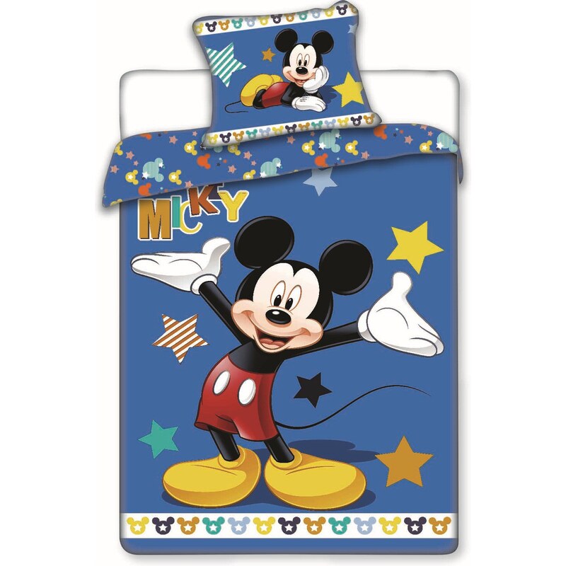 Jerry Fabrics Dětské oboustranné povlečení Mickey Mouse, 140x200 cm/70x90 cm - modré