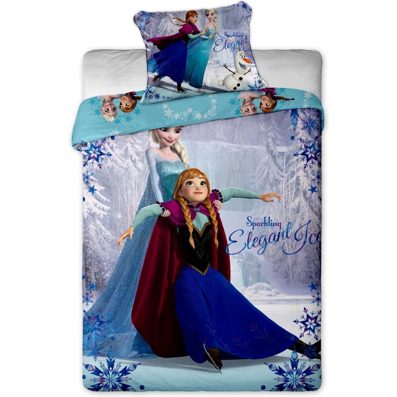Jerry Fabrics Dětské oboustranné povlečení Frozen Sparkling, 140x200 cm/70x90 cm - barevné