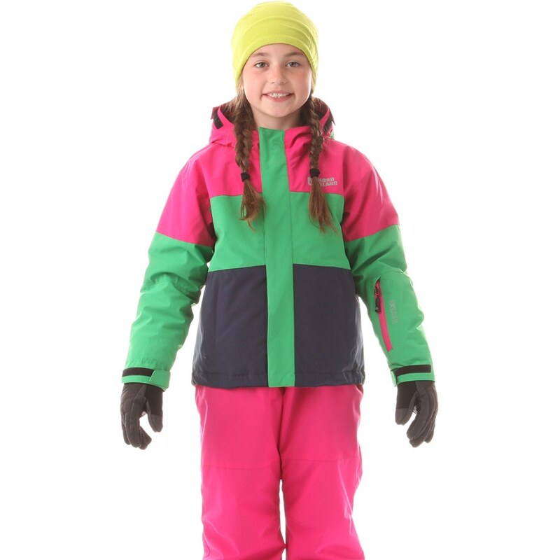 Nordblanc Dívčí lyžařská bunda Want - růžovo-zeleno-černá