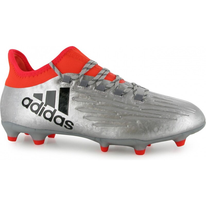 Adidas X16.2 FG Football Boots Mens, silver/solarred