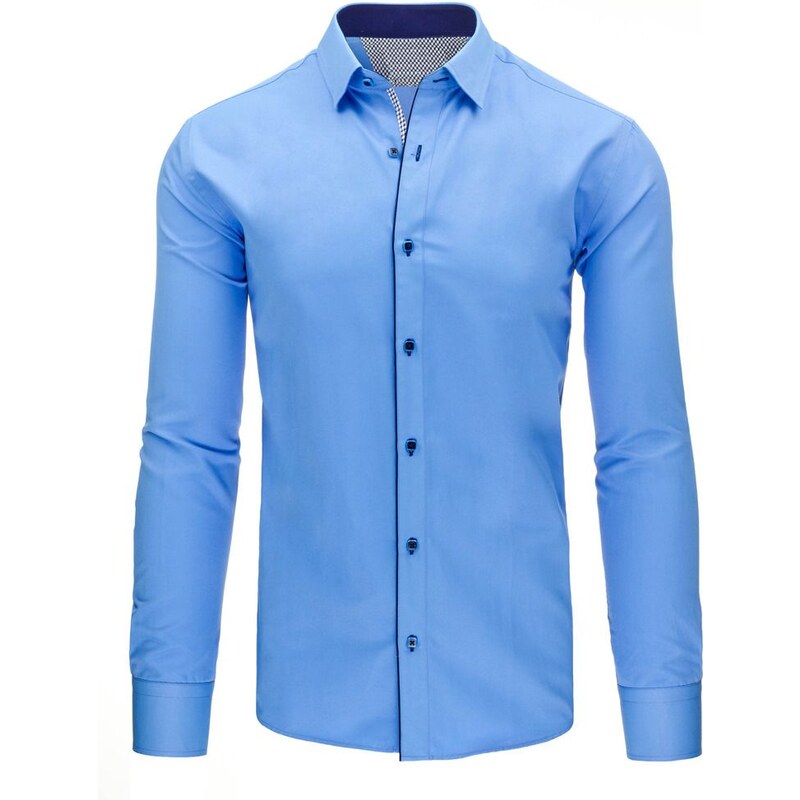 Pánská slim košile v modré barvě s hranatými knoflíčky