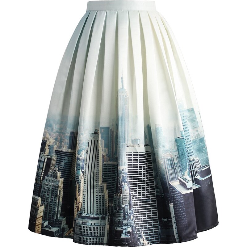 CHICWISH Dámská sukně Midi New York Skyline