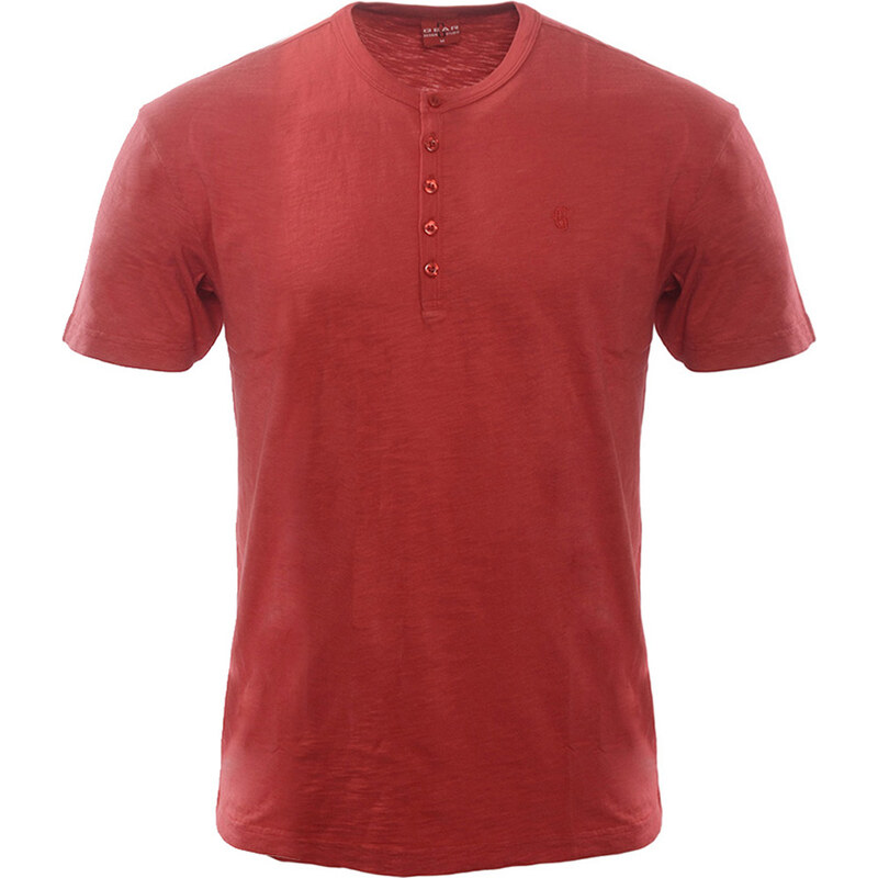 GEAR Pánské tričko z bavlněných kroucených vláken HENLEY FUN - červené