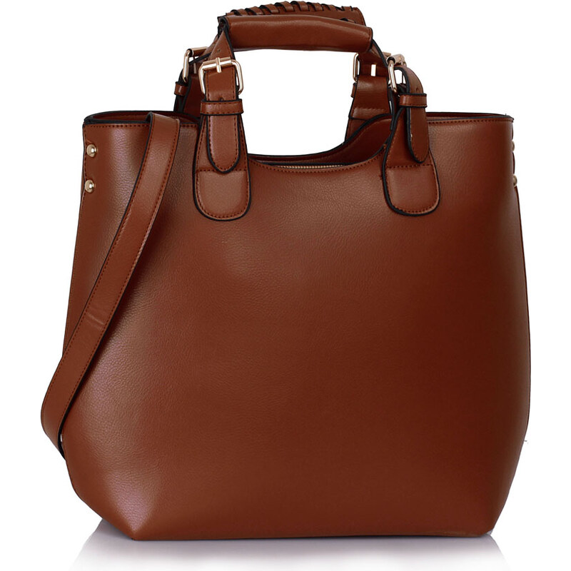 L&S Fashion Shopperbag kabelka do ruky LS00267 tmavěhnědá