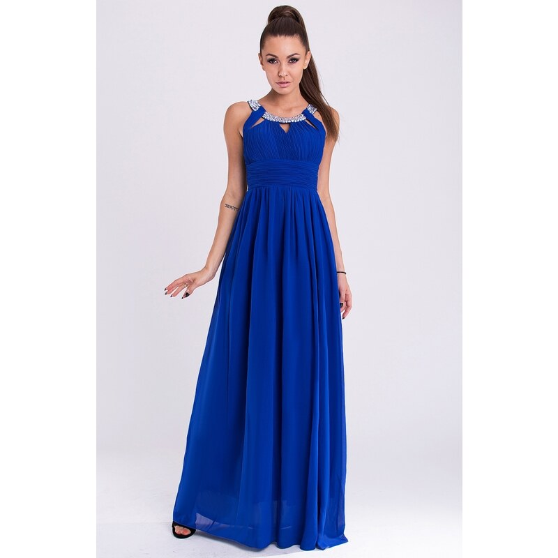 Dámské společenské a plesové šaty dlouhé značkové EVA & LOLA šaty modré