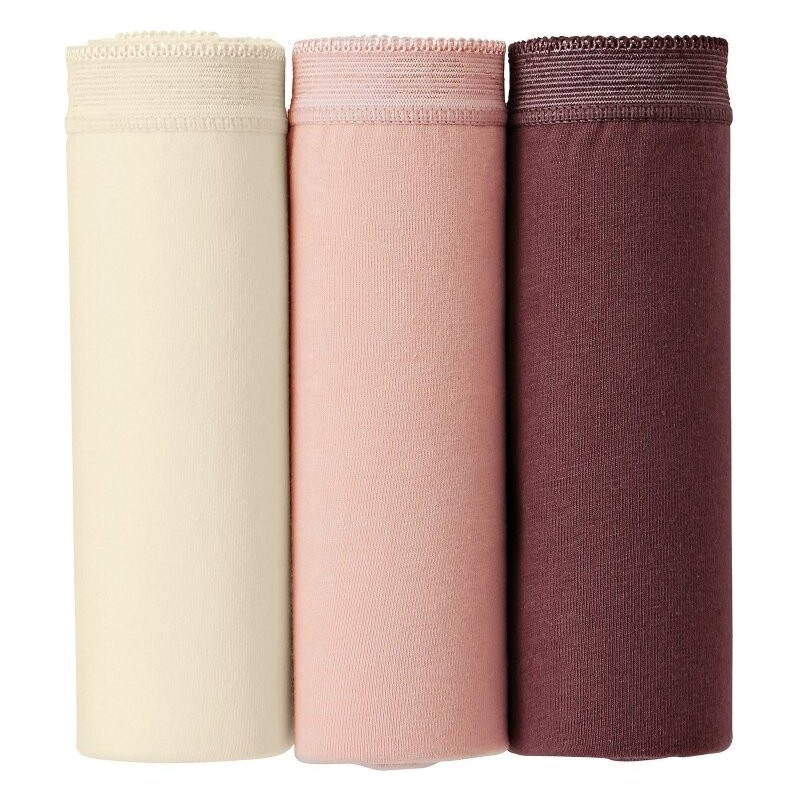 Blancheporte Kalhotky z pružné bavlny, maxi, sada 3 ks slon.kost+pudrová+hnědošedá 38/40