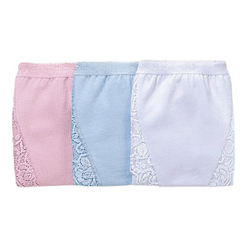 Blancheporte Kalhotky z pružné a prodyšné bavlny, midi, sada 3 ks bílá+modrá+růžová 50/52
