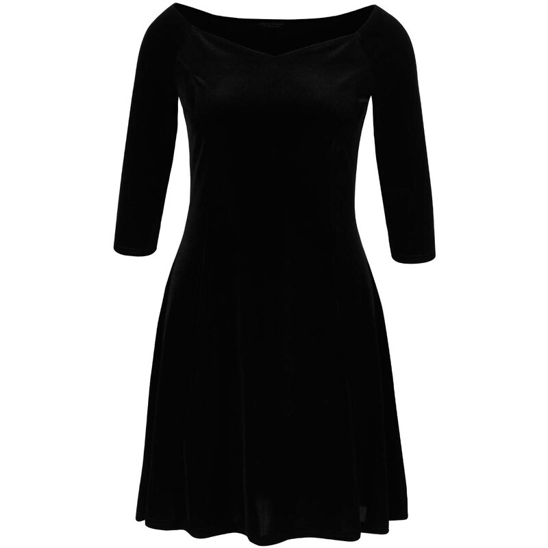 Černé sametové šaty s 3/4 rukávy Dorothy Perkins