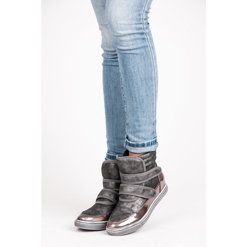 SHOW IT Okouzlující stříbrné sneakery na suchý zip