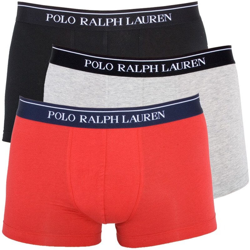 3PACK pánské boxerky Ralph Lauren černo červeno šedé