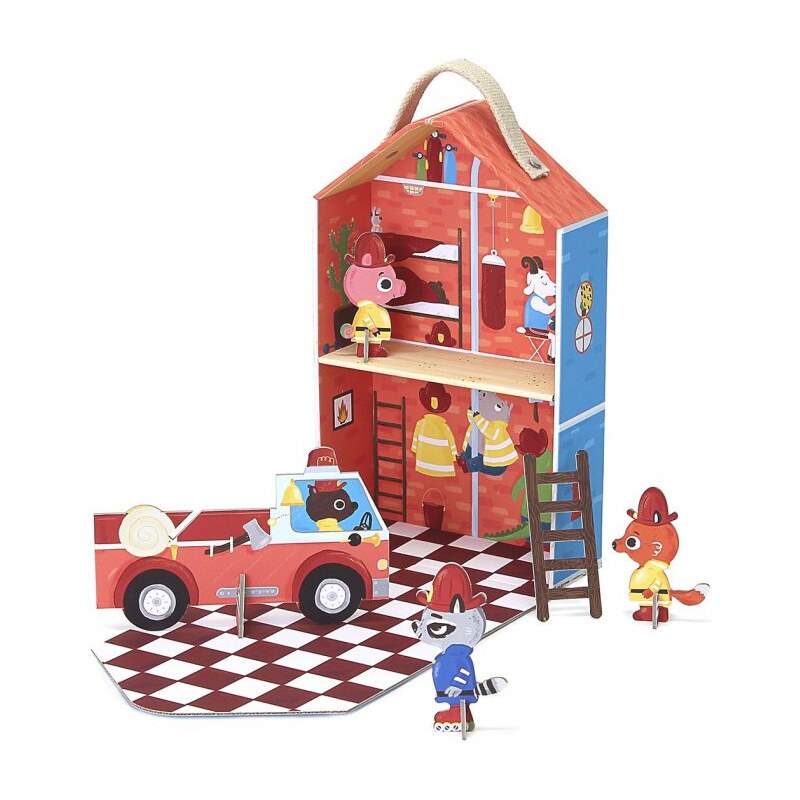 KROOOM Cestovní hrací set – hasičská stanice