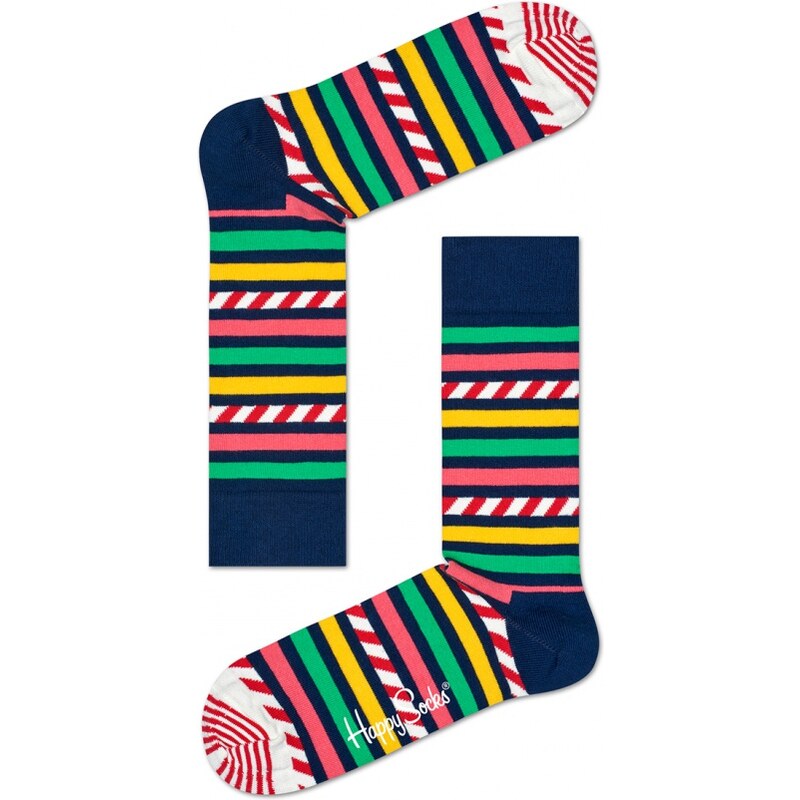 Ponožky Happy Socks Stripe & Stripe Blue, Green, Pink, Red, White, Yellow