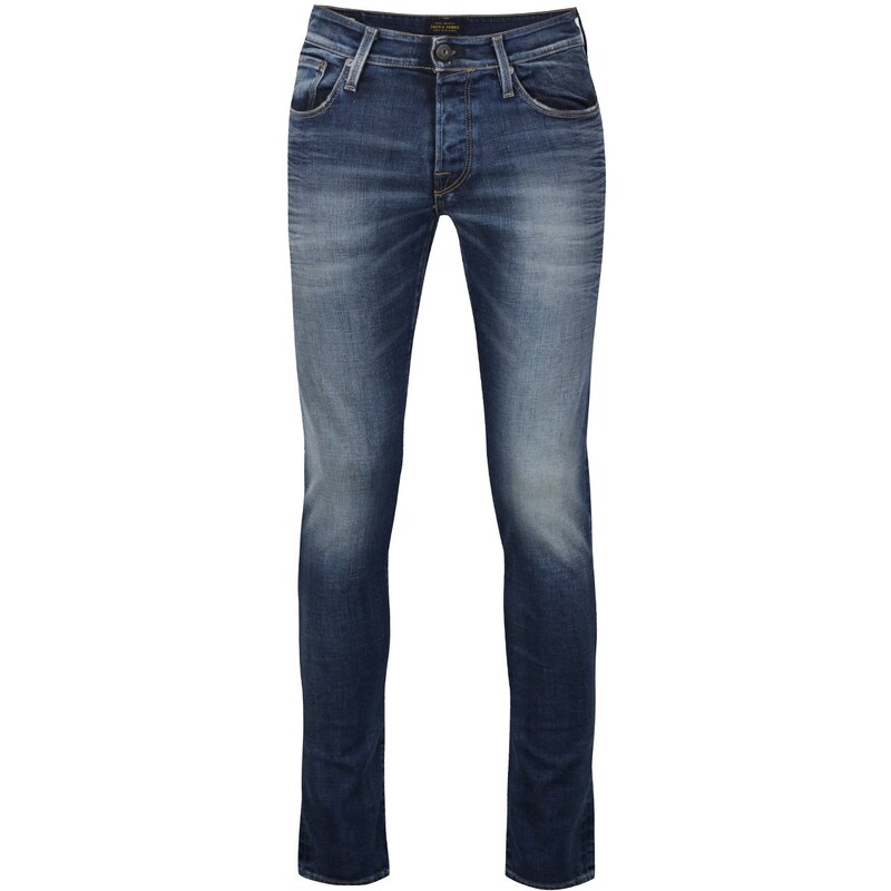 Modré pánské džíny s vyšisovaným efektem Jack & Jones Glenn