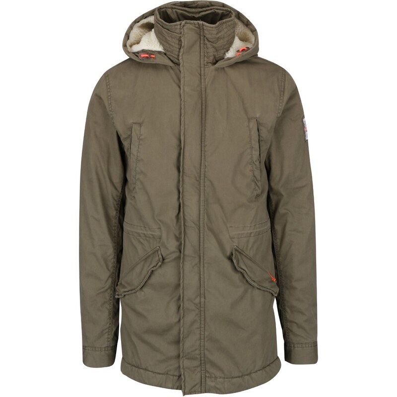 Khaki pánská parka s kapucí Superdry