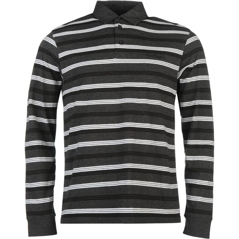 Pierre Cardin Long Sleeve Polo Shirt Mens, charcoal marl