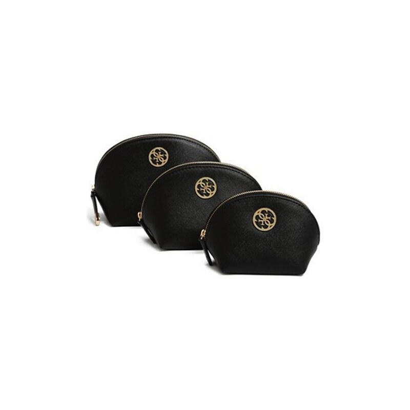GUESS kosmetické tašky 4G Quattro Logo Nesters Cosmetic Bag černe