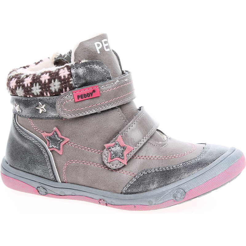 Rejnok Dovoz Dívčí kotníková obuv Peddy PV-636-32-06 šedá-růžová